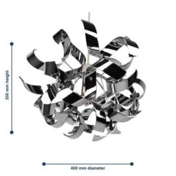 First Choice Lighting Pair Of Easy Fit Chrome Finish Ribbon Swirl Ceiling Shades - thumbnail 4