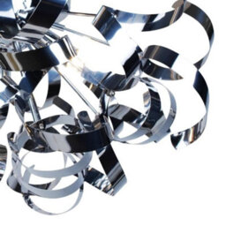 First Choice Lighting Pair Of Easy Fit Chrome Finish Ribbon Swirl Ceiling Shades - thumbnail 6