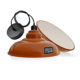 Ledsone Vintage Industrial Pendant Light , 32Cm Metal Shade , E27 Ceiling Light Adjustable Cable - Orange