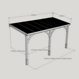 Rutland County Garden Furniture Wall Mounted Polycarbonate Roof Gazebo - Rustic Brown - 3M Depth X 4.34M Width - 3 Posts / Brown Glazing Bars / Opal Sheets - thumbnail 8