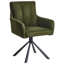 Beliani Set Of 2 Dining Chairs Swivel Sardoal Fabric Dark Green - thumbnail 7