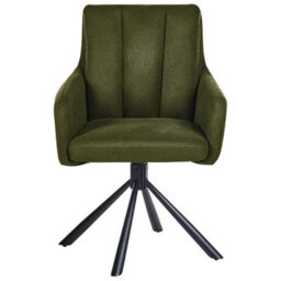 Beliani Set Of 2 Dining Chairs Swivel Sardoal Fabric Dark Green - thumbnail 4
