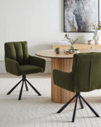 Beliani Set Of 2 Dining Chairs Swivel Sardoal Fabric Dark Green - thumbnail 2