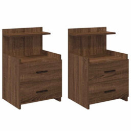 Berkfield Bedside Cabinets 2 Pcs With 2 Drawers Brown Oak 40X36.5X62 Cm - thumbnail 2