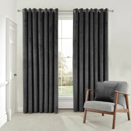 Moonlight Bedding Velvet Ring Top Curtains- Fully Lined Dim Out Blackout Pair, Ultra Soft Thermal Curtains (Charcoal,90X90 Inch) - thumbnail 8