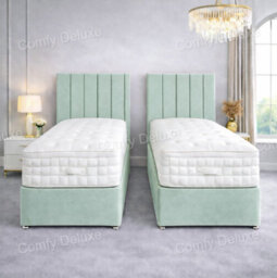 Comfy Deluxe 6Ft Superking Zip Link 6X6 Length  Duck Egg Plush Divan Bed Full Set 2 Drawers Same Side - thumbnail 2