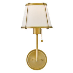 Luminosa Lighting Elstead Hinkley Clarke Wall Lamp With Shade Contemporary Darkened Brass, Ivory Linen Shade 1X E27 - thumbnail 4