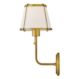 Luminosa Lighting Elstead Hinkley Clarke Wall Lamp With Shade Contemporary Darkened Brass, Ivory Linen Shade 1X E27 - thumbnail 5