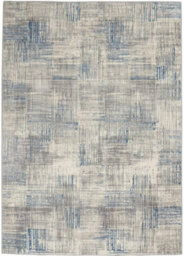 Ivory Grey Blue Abstarct Modern Rug Easy To Clean Living Room Bedroom And Dining Room-69 X 221Cm (Runner) - thumbnail 8