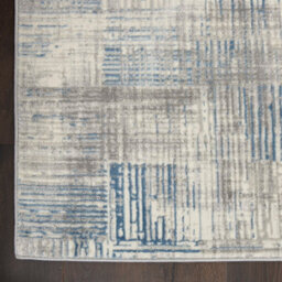 Ivory Grey Blue Abstarct Modern Rug Easy To Clean Living Room Bedroom And Dining Room-69 X 221Cm (Runner) - thumbnail 4