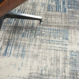 Ivory Grey Blue Abstarct Modern Rug Easy To Clean Living Room Bedroom And Dining Room-69 X 221Cm (Runner) - thumbnail 3