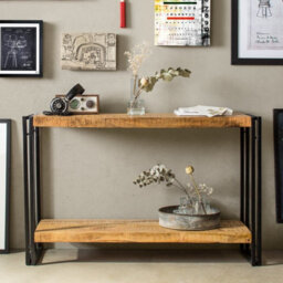Buttercup Farm Cosmo Industrial Console Table - Solid Mango Wood - L35 X W120 X H76 Cm - thumbnail 5
