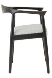 Orsina Open Back Grey Leather Chair,unique Accent Chair,luxe Lounge Chair,patio Chair,distinctive Kitchen Chair - thumbnail 3