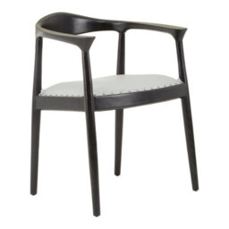 Orsina Open Back Grey Leather Chair,unique Accent Chair,luxe Lounge Chair,patio Chair,distinctive Kitchen Chair - thumbnail 2
