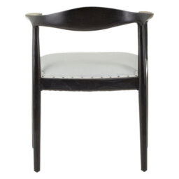 Orsina Open Back Grey Leather Chair,unique Accent Chair,luxe Lounge Chair,patio Chair,distinctive Kitchen Chair - thumbnail 4
