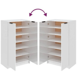 Berkfield Shoe Cabinet High Gloss White 59X35X100 Cm Engineered Wood - thumbnail 8