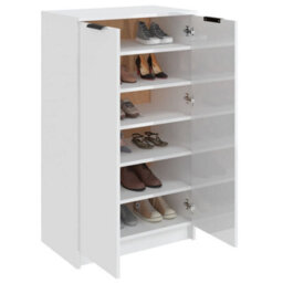 Berkfield Shoe Cabinet High Gloss White 59X35X100 Cm Engineered Wood - thumbnail 4