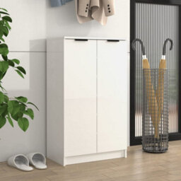 Berkfield Shoe Cabinet High Gloss White 59X35X100 Cm Engineered Wood - thumbnail 1