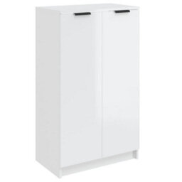 Berkfield Shoe Cabinet High Gloss White 59X35X100 Cm Engineered Wood - thumbnail 2