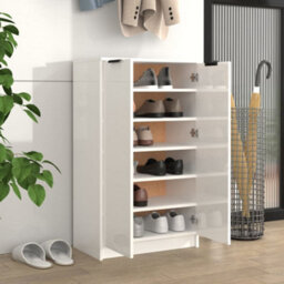 Berkfield Shoe Cabinet High Gloss White 59X35X100 Cm Engineered Wood - thumbnail 3