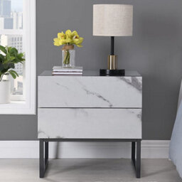 Furniture in Fashion Strada Gloss Bedside Cabinet And 2 Drawer In Diva Marble Effect - thumbnail 2
