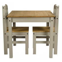 Mercers Furniture Corona Grey Wax Rio Dining Set Table & 2 Chairs Solid Wood Pine Wooden Painted Small Kitchen Square - thumbnail 3