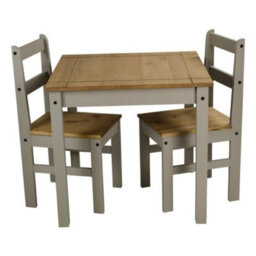 Mercers Furniture Corona Grey Wax Rio Dining Set Table & 2 Chairs Solid Wood Pine Wooden Painted Small Kitchen Square - thumbnail 2