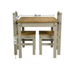 Mercers Furniture Corona Grey Wax Rio Dining Set Table & 2 Chairs Solid Wood Pine Wooden Painted Small Kitchen Square - thumbnail 4