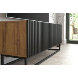 Tv Unit Ripple 100Cm - Oak & Black Fluted Doors - thumbnail 2