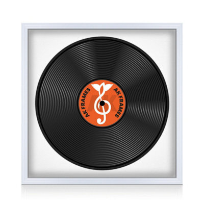 "16X16"" White Classic Vinyl Record Frame With White Mount For 12 Inch Lp Disc - Ak Frames" - image 1