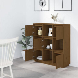 Berkfield Highboard Honey Brown 110.5X35X117 Cm Solid Wood Pine - thumbnail 6