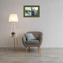AK Frames 20X14 Dark Oak Modern Multi Photo Frame With Emerald Mount - Holds 2 Apertures (2X) A4 Photos - thumbnail 3