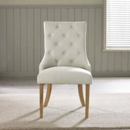 Furniturebox Set Of 2 Dining Chairs - Belgravia Premium Dining Chairs - Cream Fabric Oak Leg Dining Chairs - Kitchen Dining Room Chairs - thumbnail 4