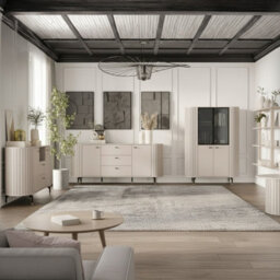 Zante I Modern Bedroom Furniture Set With Metal Legs And Soft Close System Cashmere Led Lights