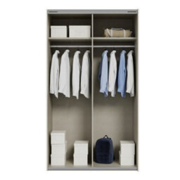 Sophistispace 120 Sliding Door Wardrobe Elegant Shaped 2 Door Bedroom Storage With Shelves Hanging Rail Cashmere - thumbnail 4