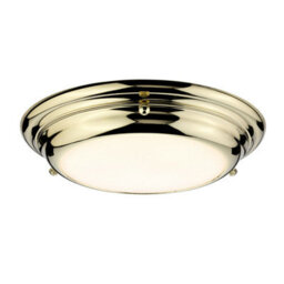 Elegant 1 Bulb Flush Light For Bathrooms And Low Ceilings - Ip54 Rated Led In Polished Brass Finish