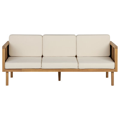 Beliani Garden Sofa 3 Seater Baratti Acacia Wood Brown - image 1