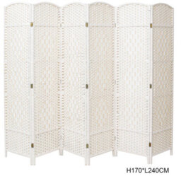 Living And Home 6 Panel White Wicker Folding Freestanding Room Divider Indoor Privacy Screen H 170Cm X L 240Cm - thumbnail 6