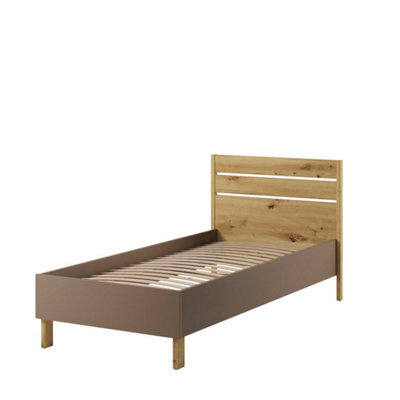 Arte Lenny Ly-10 Bed Frame In Oak Artisan, Beige & Truffle - Eu Single 900mm X 2000mm - Modern Durability & Style - image 1