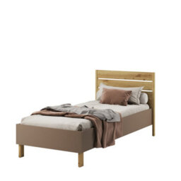 Arte Lenny Ly-10 Bed Frame In Oak Artisan, Beige & Truffle - Eu Single 900mm X 2000mm - Modern Durability & Style - thumbnail 2