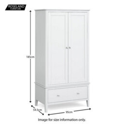 Chester White Double Wardrobe With Drawer - By Roseland Furniture - thumbnail 5