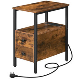 Side Table Narrow Bedside Table  Charging Station - thumbnail 1