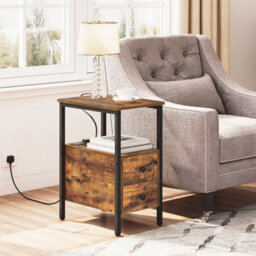 Side Table Narrow Bedside Table  Charging Station - thumbnail 5