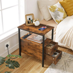 Side Table Narrow Bedside Table  Charging Station - thumbnail 3