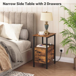 Side Table Narrow Bedside Table  Charging Station - thumbnail 6