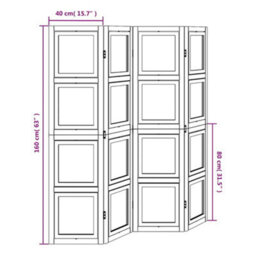 Vidaxl Room Divider 4 Panels White Solid Wood Paulownia - thumbnail 3