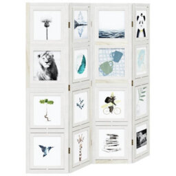 Vidaxl Room Divider 4 Panels White Solid Wood Paulownia - thumbnail 4