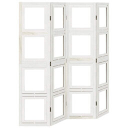 Vidaxl Room Divider 4 Panels White Solid Wood Paulownia - thumbnail 2