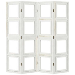 Vidaxl Room Divider 4 Panels White Solid Wood Paulownia - thumbnail 5