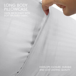 Moonlight Bedding Set Of 2 Satin Pillowcase Stripe Pattern Brushed Microfiber Pillowcases Envelope Closure Bed Pillow Cover(White) - thumbnail 2